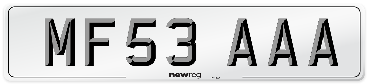 MF53 AAA Number Plate from New Reg